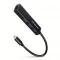 Концентратор AXAGON USB-C to 3xUSB-A + RJ45 0.2m metal black (HMC-GL3A)