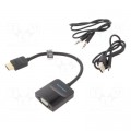 Переходник HDMI M to VGA F + Micro USB F + 3.5mm F 0.15m black Vention (42161)