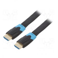 Кабель мультимедійний HDMI M to HDMI M 10.0m 1080p60Hz flat black Vention (AAKBL)
