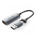 Переходник USB-C + USB-A to HDMI M 0.1m video capture gray Vention (ACWHA)