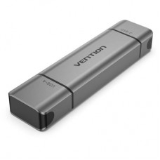 Считыватель флеш-карт Vention USB 3.0 AM/USB-C to SD+TF Gray Dual Drive Letter Aluminum Alloy (CLLH0)