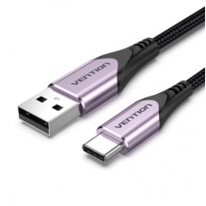 Дата кабель USB 2.0 AM to USB-C 1.5m 3A cotton braided aluminum purple Vention (CODVG)