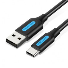 Дата кабель USB 2.0 AM to USB-C 1.0m 3A black Vention (COKBF)