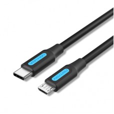 Дата кабель USB-C to Micro 5P 1.0m 2A black Vention (COVBF)