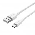Дата кабель USB 2.0 AM to USB-C 1.0m 3A white Vention (CTHWF)