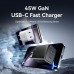Зарядний пристрій Vention 2xUSB-C PD45W GaN transparent white (FCFW0-EU)