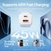 Зарядний пристрій Vention 1xUSB-C PD70W + 1xUSB QC3.0 22.5W GaN transparent gray (FCGH0-EU)