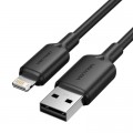 Дата кабель USB 2.0 AM to Lightning 1.0m 2.4A black Vention (LAMBF)