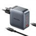 Зарядний пристрій Vention 3xUSB-C PD100W + 1xUSB QC3.0 30W GaN + cable USB-C to USB-C 1.0m gray (TZ-FETH0-EU)