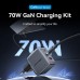 Зарядний пристрій Vention 2xUSB-C PD70W + 1xUSB QC3.0 22.5W GaN + cable USB-C to USB-C 1.0m black gray (TZ-FEXH0-EU)