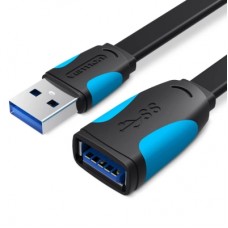 Дата кабель USB 3.0 AM/AF 2.0m flat black Vention (VAS-A13-B200)