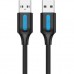 Дата кабель USB 2.0 AM/AM 1.0m black Vention (COJBF)