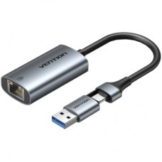 Перехідник USB-C to RJ45 Ethernet 1000Mbps gray VENTION (CFQHB)
