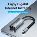 Перехідник USB-C to RJ45 Ethernet 1000Mbps black VENTION (CFPHB)
