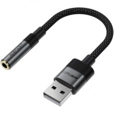 Перехідник USB AM to 3.5mm F 0.15m black Acefast (6974316285298)