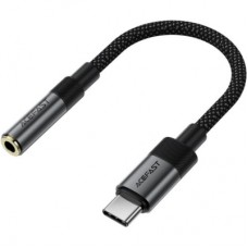 Перехідник USB-C to 3.5mm F 0.15m DAC audio black Acefast (6974316285281)