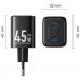Зарядний пристрій Vention 2xUSB-C PD45W GaN black (FEFB0-EU)