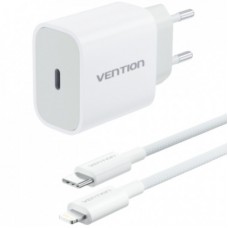 Зарядний пристрій Vention 1xUSB-C PD20W + cable USB-C to Lightning white (G17W0-EU)