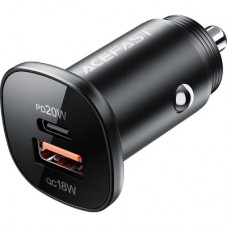 Зарядное устройство Acefast 1xUSB-C PD20W + 1xUSB QC3.0 18W car adapter metal (6974316280330)