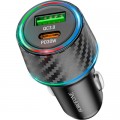 Зарядний пристрій BOROFONE 1xUSB-C PD30W + 1xUSB QC3.0 48W car adapter black (6941991101175)