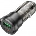 Зарядний пристрій BOROFONE 1xUSB-C PD + 1xUSB 38W car adapter transparent black (6941991106965)