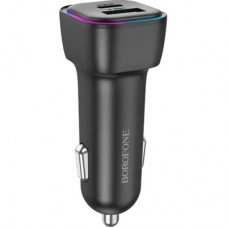 Зарядний пристрій BOROFONE 1xUSB-C PD30W + 1xUSB QC3.0 car adapter black (6941991110818)