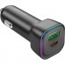 Зарядний пристрій BOROFONE 1xUSB-C PD30W + 1xUSB QC3.0 car adapter black (6941991110818)