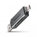 Зчитувач флеш-карт AXAGON USB-C + USB-A to SD/microSD 5Gbps gray (CRE-DAC)