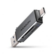 Зчитувач флеш-карт AXAGON USB-C + USB-A to SD/microSD 5Gbps gray (CRE-DAC)
