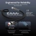 Дата кабель USB-C to USB-C 1.2m 5A nylon braided black Vention (CTYBAV)