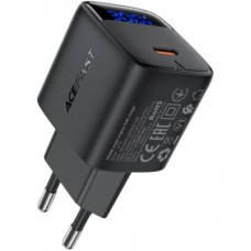 Зарядний пристрій Acefast USB-C 30W GaN with digital display black (6974316284444)