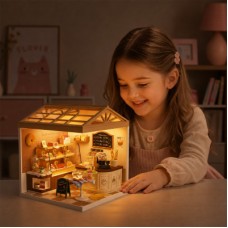 Конструктор Mini House румбокс серии Интерьер – Пекарня (свет) (8011)