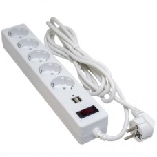 Мережевий фільтр живлення Patron 3m + 2 USB 2.0, 2.1A, 5 роз. White (EXT-PN-SP-53-USB-W)