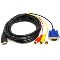 Кабель мультимедийный HDMI to VGA / 3*RCA 1.0m 1080p PowerPlant (CA912018)