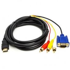 Кабель мультимедийный HDMI to VGA / 3*RCA 1.0m 1080p PowerPlant (CA912018)