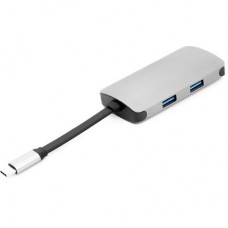 Концентратор PowerPlant Type-C - HDMI 4K, USB 3.0, USB Type-C, RJ45 (CA911691)