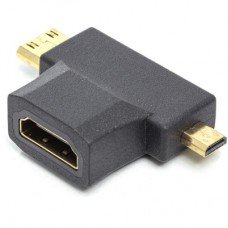 Переходник HDMI (F) to mini HDMI (M) / micro HDMI (M) PowerPlant (CA912056)