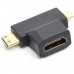 Переходник HDMI (F) to mini HDMI (M) / micro HDMI (M) PowerPlant (CA912056)