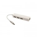 Концентратор USB 3.1 Type-C to 3 port USB 2.0 + Ethernet PowerPlant (CA910397)