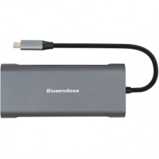 Концентратор PowerPlant USB-C to 2xUSB 3.0, 1xUSB 2.0, 1xType-C (PD), HDMI, SD, RJ45 (CA913497)