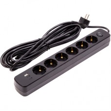 Мережевий фільтр живлення PowerPlant 7м, 6 розеток,USB, Type-C (YS-N6086/7c) (EX610686)