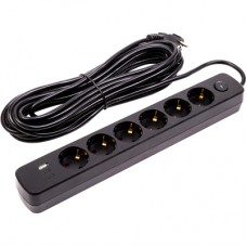 Мережевий фільтр живлення PowerPlant 10м, 6 розеток,USB, Type-C (YS-N6086/10c) (EX610693)
