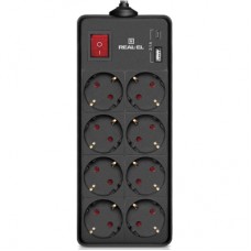 Мережевий фільтр живлення REAL-EL RS-PROTECT 805 3m, black (EL122300043)