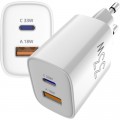 Зарядний пристрій Sigma 1xUSB-C PD33W + 1xUSB QC3.0 GaN X-power PS33-01 white (4827798527719)