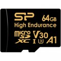 Карта памяти Silicon Power 64GB microSDXC class 10 UHS-I U3 V30 A1 High Endurance (SP064GBSTXDV3V1HSP)