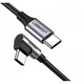 Дата кабель USB-C to USB-C 1.0m US255 Angled 3A (Gray\Black) Ugreen (50123)