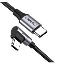 Дата кабель USB-C to USB-C 1.0m US255 Angled 3A (Gray\Black) Ugreen (50123)