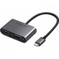 Концентратор Type-C M to HDMI+VGA Adapter with PD CM162 (Silver) Ugreen (50505)