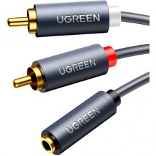 Кабель мультимедійний AUX 3.5mm TRS to RCAx2 M/M 1.0m AV102 Grey Ugreen (10588)