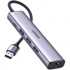Концентратор Ugreen USB 3.0 to 3хUSB 3.0/Type-C+RJ45(1000M) Ethernet 5in1 CM475 (60554)